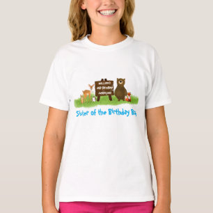 Rustic Forest Geburtstagsfeier Tiere Schwester T-Shirt
