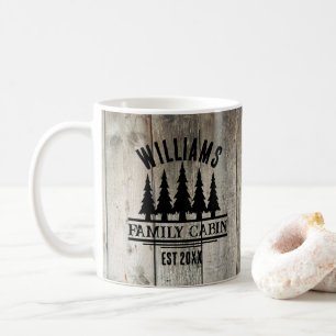 Rustic Forest Personalisierte Familien-Ferienhütte Kaffeetasse