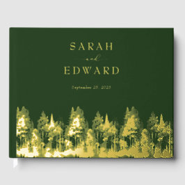 Rustic Forest Wedding Gold Foil Gästebuch