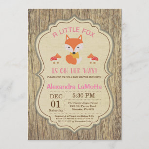 Rustic Fox Baby Shower Invasion Girl Einladung