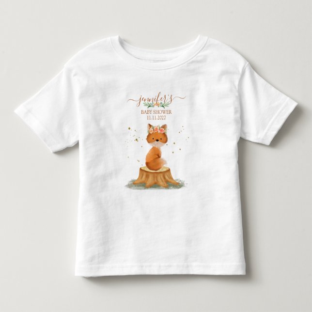 Rustic Fox Baby Shower Kleinkind T-shirt (Vorderseite)