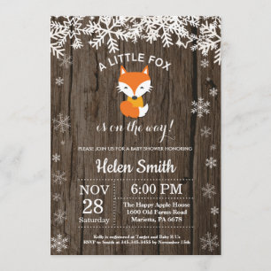 Rustic Fox Winter Baby Dusche Einladung
