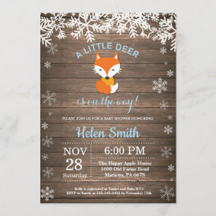 Rustic Fox Winter Boy Baby Dusche Einladung