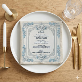 Rustic French Country Shabby Chic Decor White Blue Serviette