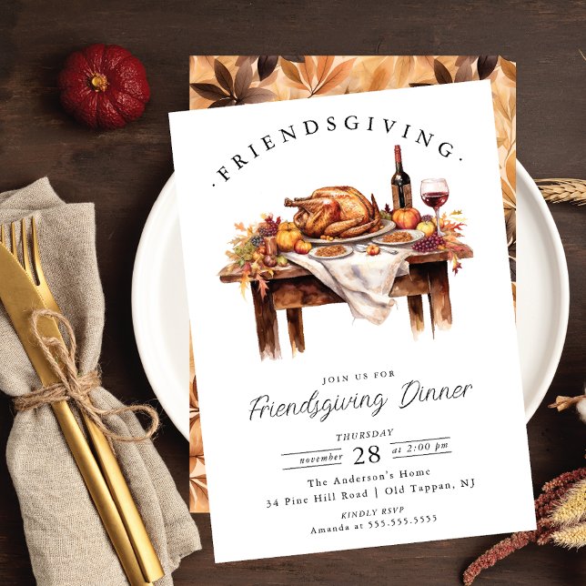 Rustic Friendsgiving Dinner Invitation Einladung (Von Creator hochgeladen)