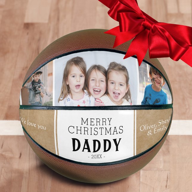 Rustic Frohe Weihnachten Daddy 3 Foto Collage Basketball (Von Creator hochgeladen)