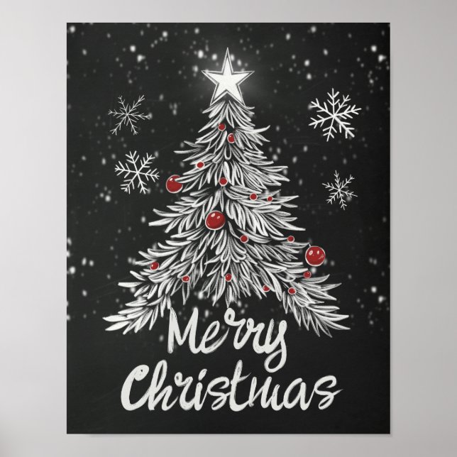 Rustic Frohe Weihnachts-Chalkboard Poster (Vorne)