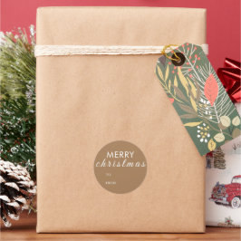 Rustic Frohe Weihnachtsgeschenke Name Runder Aufkleber