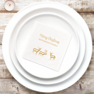 Rustic Frohe Weihnachtsnachts Familienname Hirsche Servietten Mit Folie