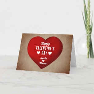 Rustic Frohes Valentinstag Rotes Herz Feiertagskarte