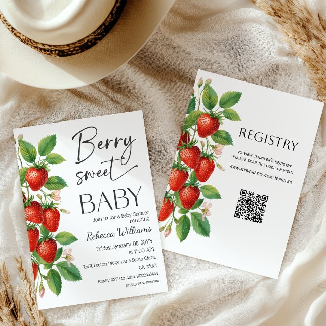 Rustic Fruit Strawberry Berry Sweet Baby Shower Einladung (Von Creator hochgeladen)