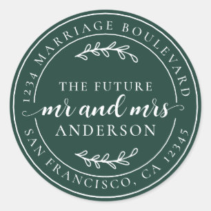 Rustic Future Mr. Dark Green Rücksendeadresse Runder Aufkleber