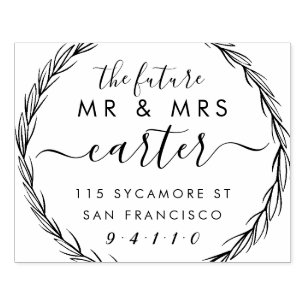Rustic Future Mr. & Mrs. Wedding Rücksendeadresse Gummistempel