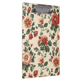 Rustic Garden Bloom - Vintages Muster aus Rotem Fl Klemmbrett