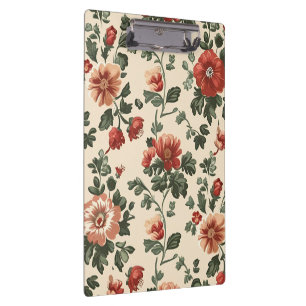 Rustic Garden Bloom - Vintages Muster aus Rotem Fl Klemmbrett