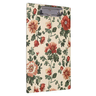 Rustic Garden Bloom - Vintages Muster aus Rotem Fl Klemmbrett