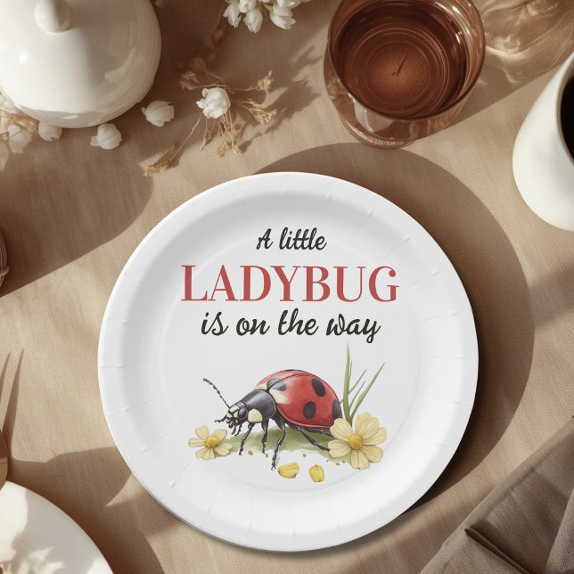 Rustic Garden Daisy Little Ladybug Baby Shower Pappteller (Von Creator hochgeladen)