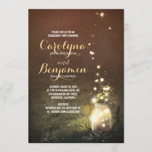 Rustic Garden Fireflies Mason Jar Engagement Party Einladung