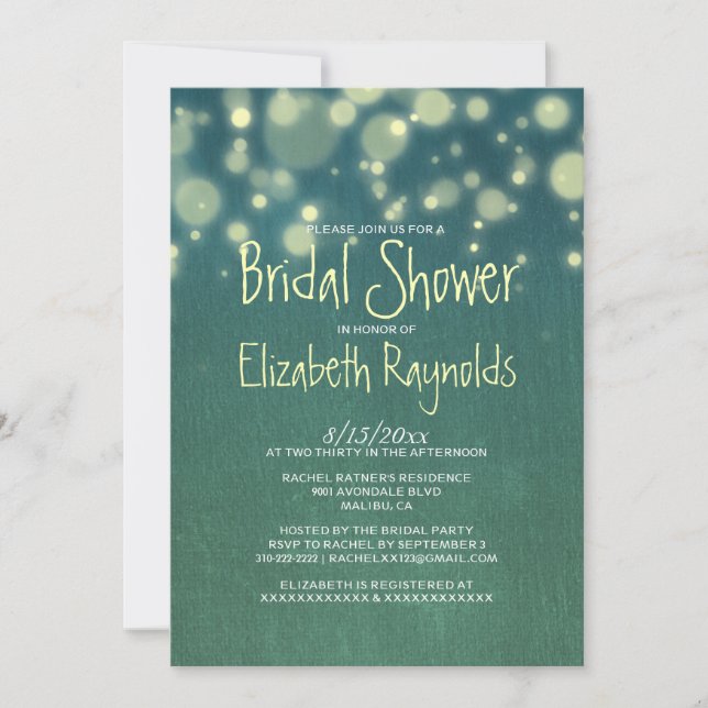 Rustic Garden Light Bridal Dusche Einladungen (Vorderseite)