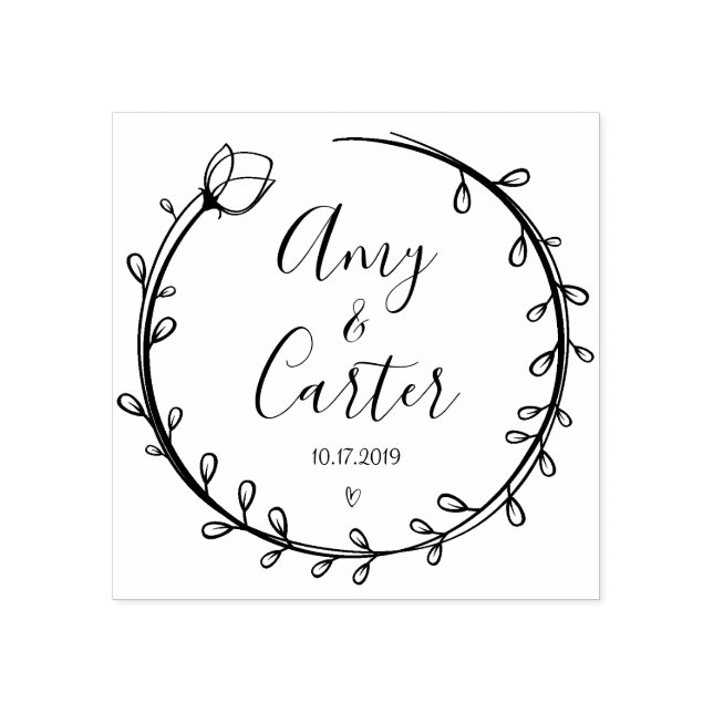 Rustic Garden Save the Date Logo Selbstfarbige Bri Gummistempel (Prägung)