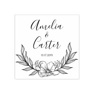 Rustic Garden Save the Date Logo Selbstfarbige Bri Gummistempel