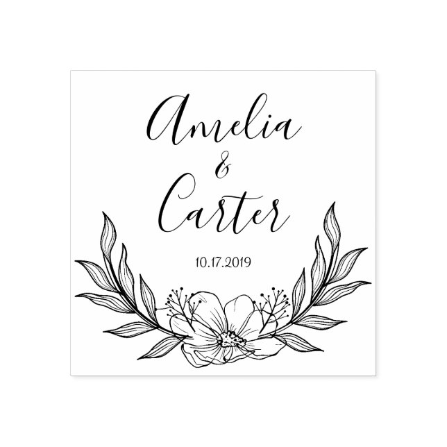 Rustic Garden Save the Date Logo Selbstfarbige Bri Gummistempel (Prägung)