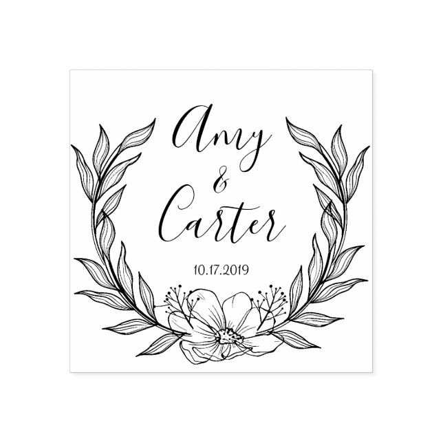 Rustic Garden Save the Date Logo Selbstfarbige Bri Gummistempel (Prägung)