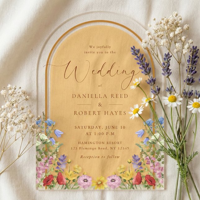 Rustic Garden Spring Summer Floral Wedding Acryleinladungen (create your own personalized rustic boho wildflower acrylic wedding invitation)