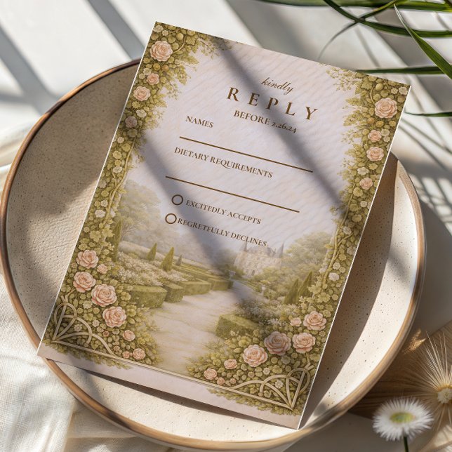 Rustic Garden Vineyard Wedding RSVP Karte (Von Creator hochgeladen)