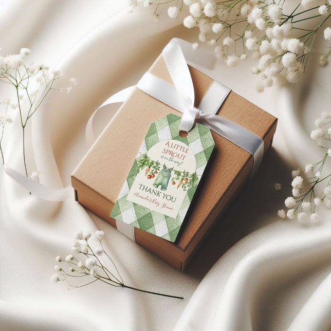 Rustic Gender Neutral Little Sprout Baby Shower Geschenkanhänger (Von Creator hochgeladen)