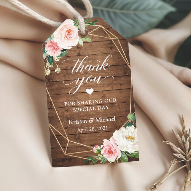 Rustic Geometric Floral Gastgeschenk Hochzeit Dank Geschenkanhänger (Von Creator hochgeladen)