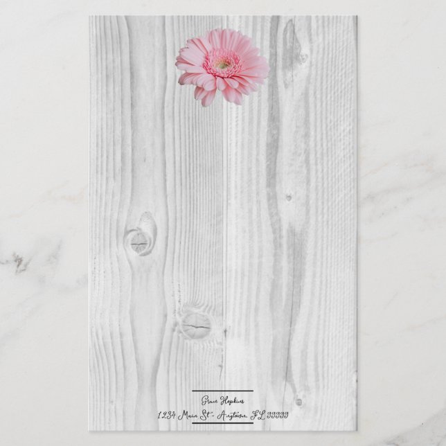 Rustic Gerber Daisy Personalisiert Stationery Briefpapier (Vorderseite)