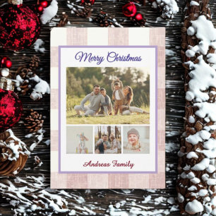 Rustic Gingham 4 Foto Collage Frohe Weihnachten