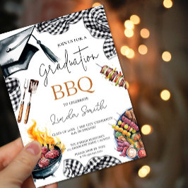 Rustic Gingham Abschluss GRILLEN Einladung