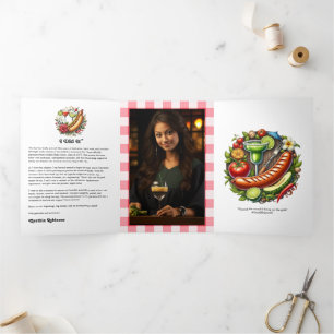 Rustic Gingham & Grill Theme GRILLEN Abschluss Dreifach Gefaltete Einladung