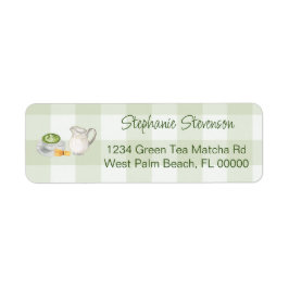 Rustic Gingham Matcha Tee Rücksendeadresse Label