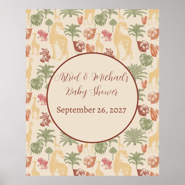Rustic Giraffe Floral Poster (Vorne)