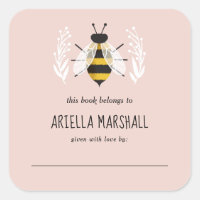 Rustic Girl Baby Bee Baby Custom Book Plate