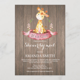Rustic Girl Giraffe Baby Shower by Mail Einladung