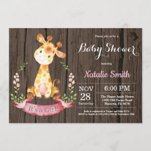 Rustic Girl Giraffe Babydusche Einladung
