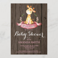 Rustic Girl Giraffe Babydusche Einladung