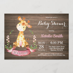 Rustic Girl Giraffe Babydusche Einladung