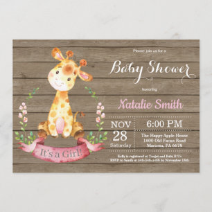 Rustic Girl Giraffe Babydusche Einladung