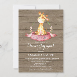 Rustic Girl Giraffe Babydusche per Mail Einladung