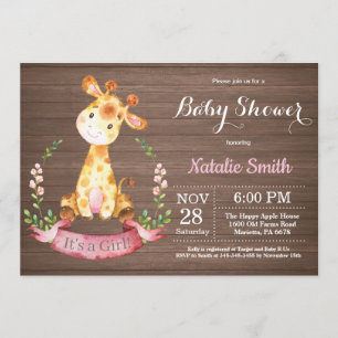 Rustic Girl Giraffe Kinderdusche Einladung