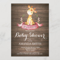 Rustic Girl Giraffe Kinderdusche Einladung