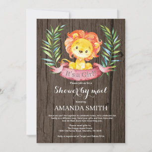 Rustic Girl Lion Baby Shooter by Mail Einladung