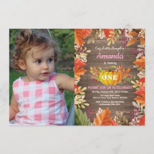 Rustic Girl Pumpkin Fall Geburtstagseinladung Einladung