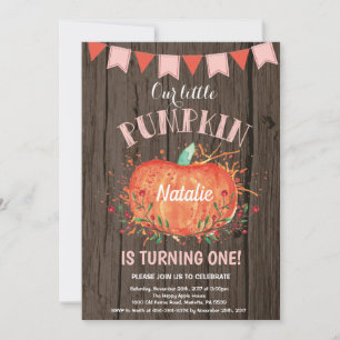 Rustic Girl Pumpkin Geburtstag Einladung Pink