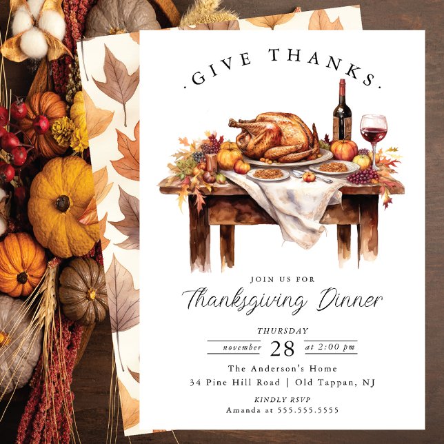 Rustic Give Thanks Thanksgiving Dinner Einladung (Von Creator hochgeladen)